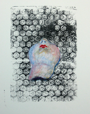 ''Face', monoprint, 24,5 x 19 cm,  2016 Kaj Glasbergen